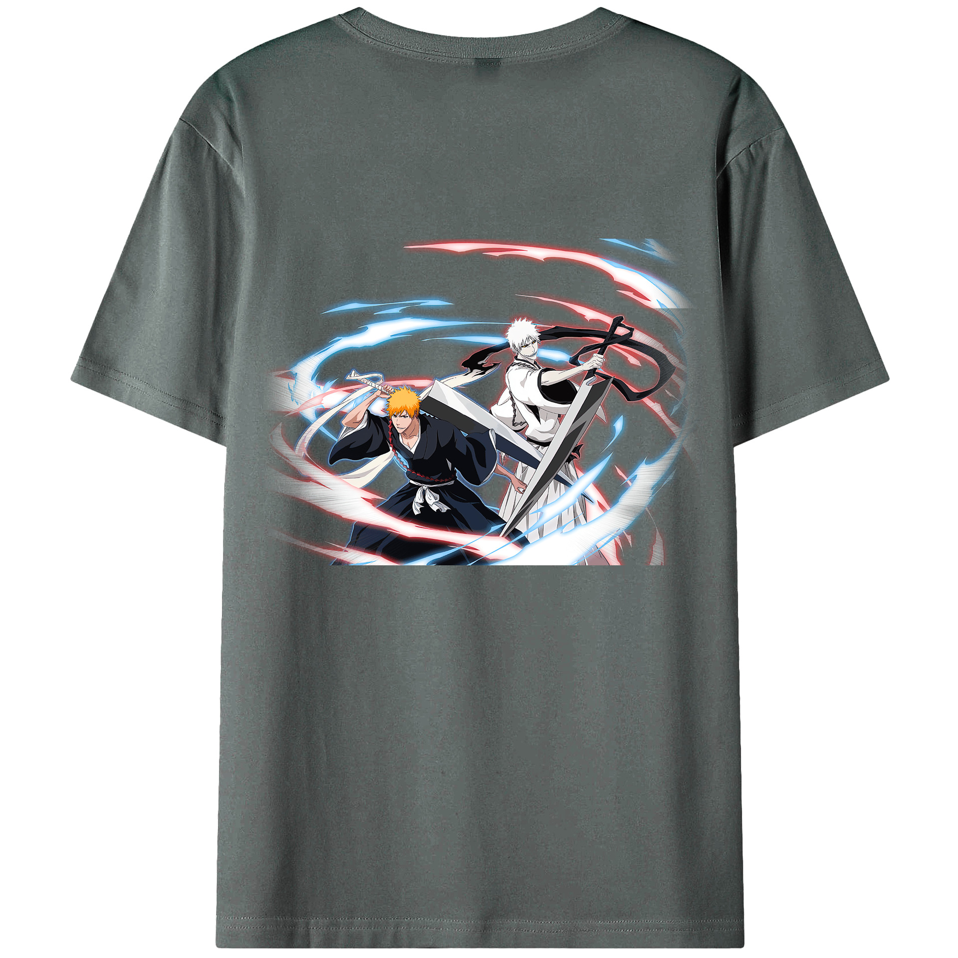 （画像用） ブリーチ 黒崎一護（くろさき いちご）BLEACH Kurosaki Ichigo 綿100％ メンズ半袖Tシャツ（バックプリント） 通気性